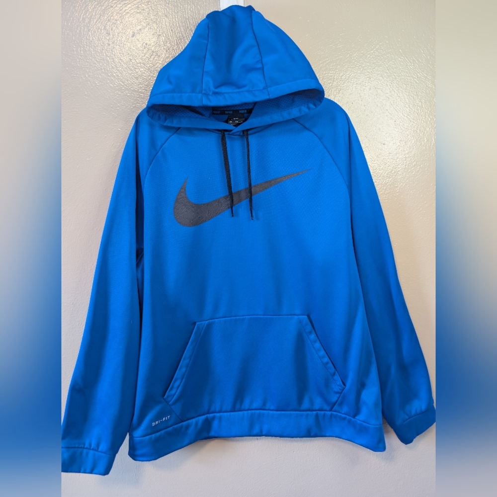 Nike Dri Fit Blue Hoodie with Black Logo XXL